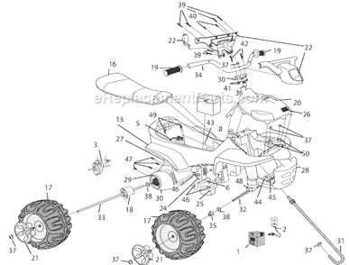Page A Diagram and Parts List for C7478  Power Wheels Ride-On ATVs